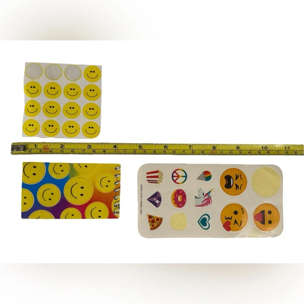 Large Emoji lot with stickers bouncy balls fart pen erasers & fidget spinner
